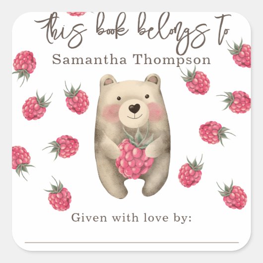 Bär - dieses Buch gehört Quadratischer Aufkleber (Vorderseite)