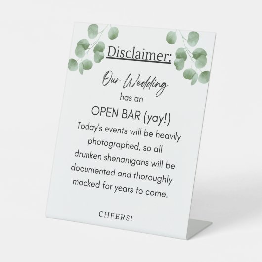 Bar Disclaimer Sockelschild (Vorderseite)