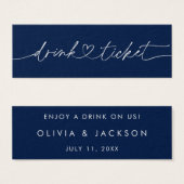 Bar Drink Ticket Wedding Getränke Token Card O100 (Vorne & Hinten)