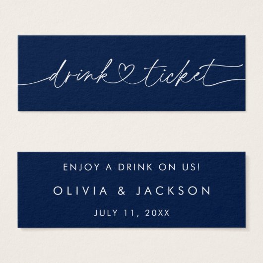 Bar Drink Ticket Wedding Getränke Token Card O100 (Vorne & Hinten)