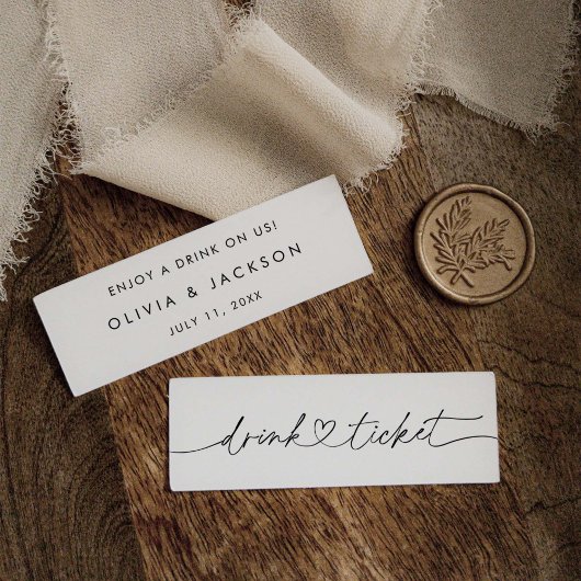 Bar Drink Ticket Wedding Getränke Token Card O100