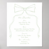 Bar Drink von Hand gezeichneter Bow Weiß und Grün Poster (Vorne)