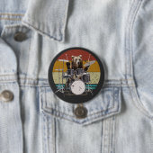 Bär Drummler spielt Schlagzeug rund Button (Beispiel)