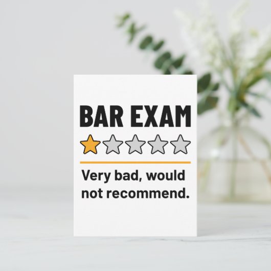 Bar Exam Funny 1 Stern sehr schlecht würde nicht e Postkarte (Stehend Vorderseite)