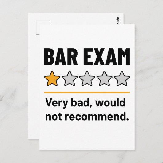 Bar Exam Funny 1 Stern sehr schlecht würde nicht e Postkarte (Vorne/Hinten)