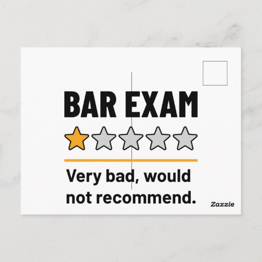 Bar Exam Funny 1 Stern sehr schlecht würde nicht e Postkarte (Rückseite)