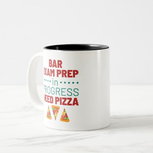 Bar Exam Prep in Progress Pizza Zweifarbige Tasse (Vorderseite Links)