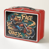 Bär fährt ein Motorrad mit Wildem Geist Metall Brotdose (Vorderseite)