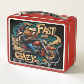 Bär fährt ein Motorrad mit Wildem Geist Metall Brotdose (Rückseite)