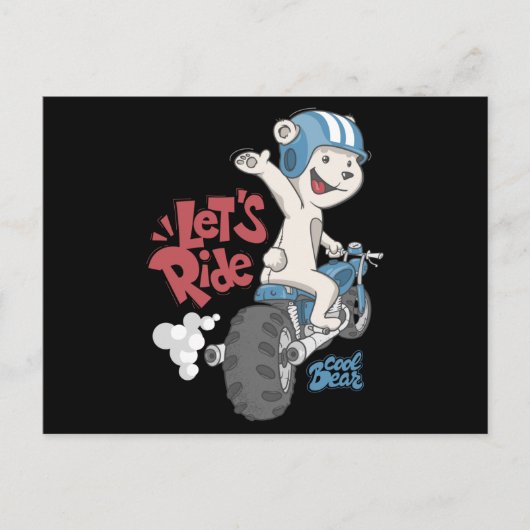 Bär fährt Motorrad Postkarte (Vorderseite)