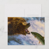 BÄR FISCH WILDES TIER POSTCROSSING POSTKARTE (Vorne/Hinten)