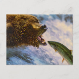 BÄR FISCH WILDES TIER POSTCROSSING POSTKARTE