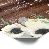 Bar Floral Anemone Wood Sign Hochzeit Empfang Poster (Ecke)