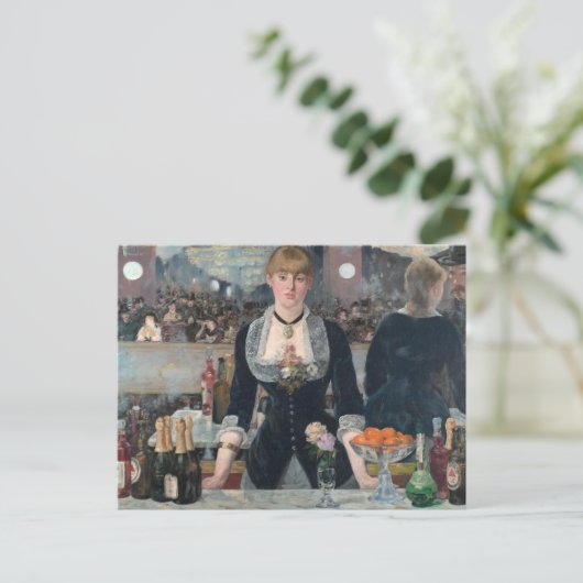 Bar Folies-Bergere Manet Impressionist Malerei Postkarte (Stehend Vorderseite)