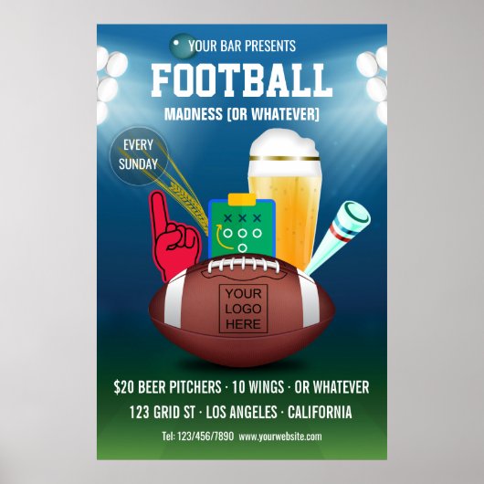 Bar Football Event Werbeaktion Logo hinzufügen Poster (Vorne)
