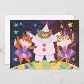 Bär, Fox und Tiger Pierrot Clown DIY Blank Einladung (Vorne/Hinten)
