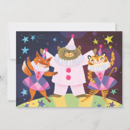 Bär, Fox und Tiger Pierrot Clown DIY Blank Einladung
