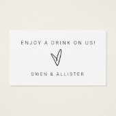 Bar Free Drink Ticket Hochzeitkarte Empfang (Rückseite)