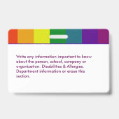 Bar für das Logo des benutzerdefinierten Employee  Ausweis (Back)