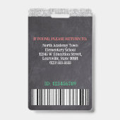 Bar für den Mitarbeiter der Lehrerschule für das b Ausweis (Rückseite)