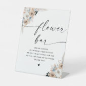 Bar für Elfenbein und Blaues Brautparty Blume Sockelschild (Vorderseite)