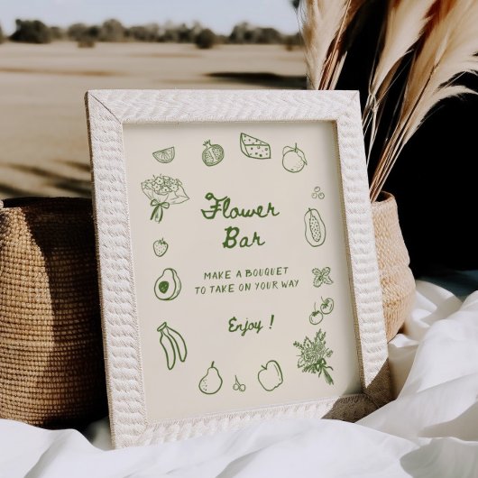 Bar für grüne Blume vom Markt Poster