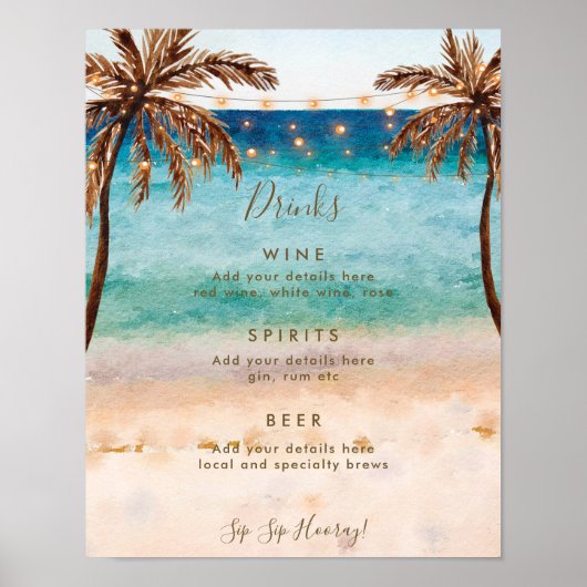 Bar für Hochzeiten am tropischen Strand Poster (Vorne)