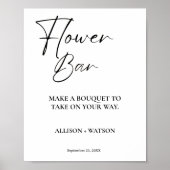 Bar für Minimalistische Blume Brautparty Blume Poster (Vorne)