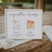 Bar für moderne Getränke Hochzeitszeichen Poster