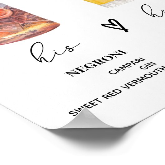 Bar für moderne Getränke Hochzeitszeichen Poster (Ecke)