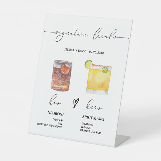 Bar für moderne Getränke Hochzeitszeichen Sockelschild (Vorderseite)