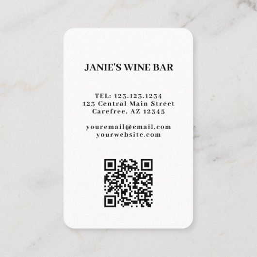 Bar für Rotwein QR-Code Visitenkarte (Rückseite)