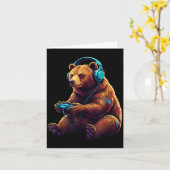 Bär Gaming Tier Videospiele Lustiger Bär  Karte (Gelbe Blume)