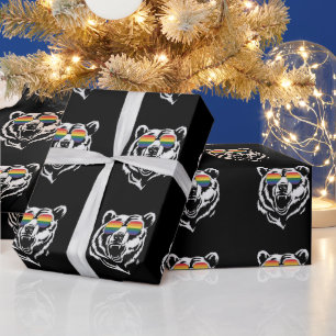 Bär Gay LGBTQ Regenbogen-Sonnenbrille Pride-Flagge Geschenkpapier