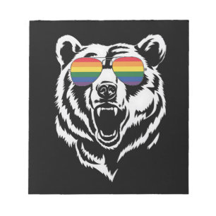 Bär Gay LGBTQ Regenbogen-Sonnenbrille Pride-Flagge Notizblock