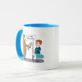 Bär gibt einem Mann einen Fisch Tasse (Vorderseite Links)