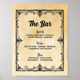 Bar Gothic Halloween Sign Bats Hochzeitsempfang Poster