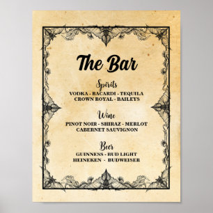 Bar Gothic Halloween Sign Bats Hochzeitsempfang Poster