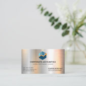 Bar Graph Accounting | Geldsymbol | Metallic Visitenkarte (Stehend Vorderseite)