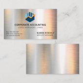 Bar Graph Accounting | Geldsymbol | Metallic Visitenkarte (Vorne/Hinten)