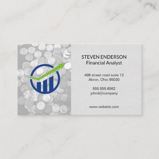 Bar Graph Financial | Münzen Visitenkarte (Vorderseite)