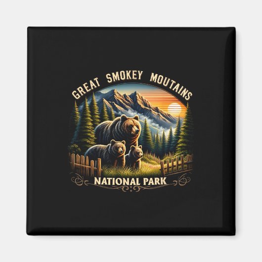 Bär Great Smokey Mountains Nationalpark Schwarzer Magnet (Vorne)