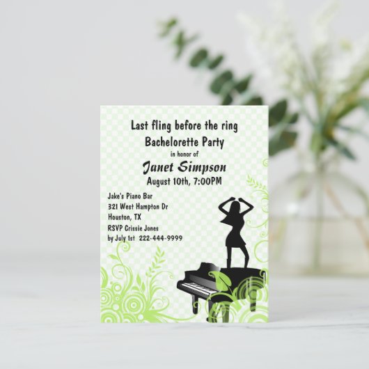 Bar "Green & White" Einladung (Stehend Vorderseite)