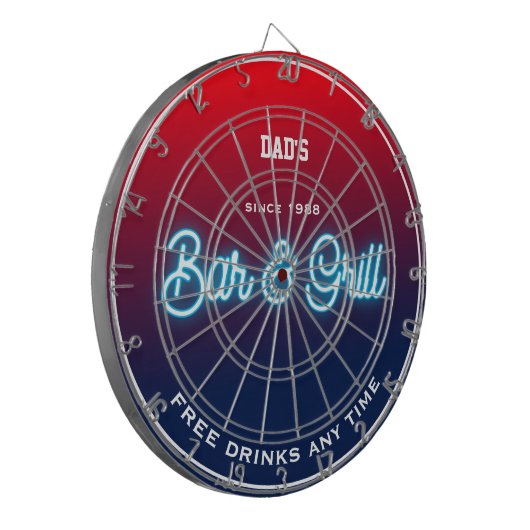 Bar & Grill Vaters beliebiger Name Red Blue Funny Dartscheibe (Vorderseite Links)