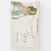 Bär, grüner Heißluftballon, Babydusche Willkommen Banner (Vertikal)