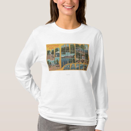 Bar-Hafen, Maine - große Buchstabe-Szenen T-Shirt (Vorderseite)