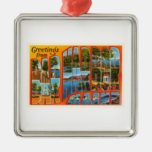 Bar-Hafen Maine ICH alte Vintage Reise-Andenken Silbernes Ornament