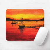 Bar-Hafen-SonnenuntergangWatercolor Mousepad (Mit Mouse)