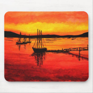 Bar-Hafen-SonnenuntergangWatercolor Mousepad