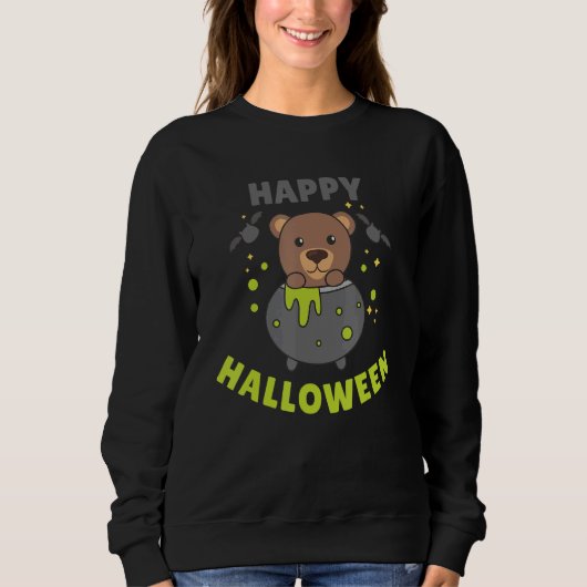 Bär Halloween Kessel Fledermaus Frohes Halloween Sweatshirt (Vorderseite)